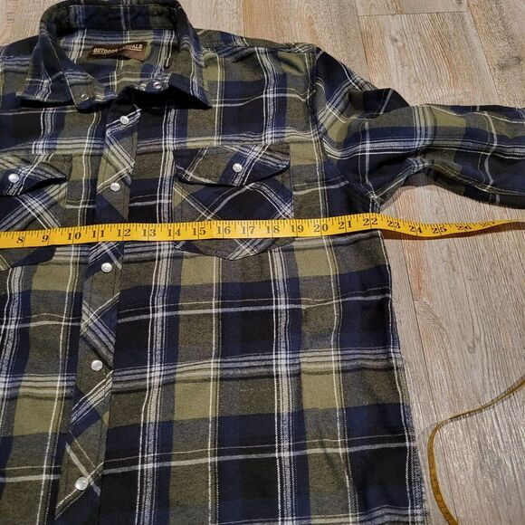 Outdoor Casuals Pearl Snap Heavy Flannel Button Up Shirt Men's Size XL - Picture 5 of 6